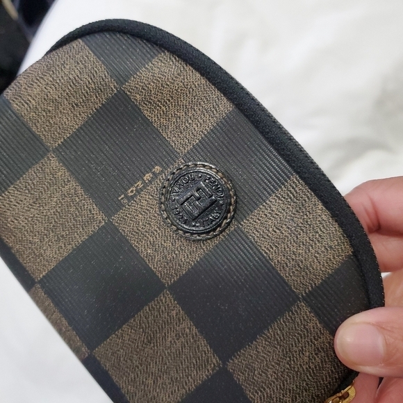 Fendi Vintage Pequin Cosmetic Pouch | Brown Check - Picture 4 of 14